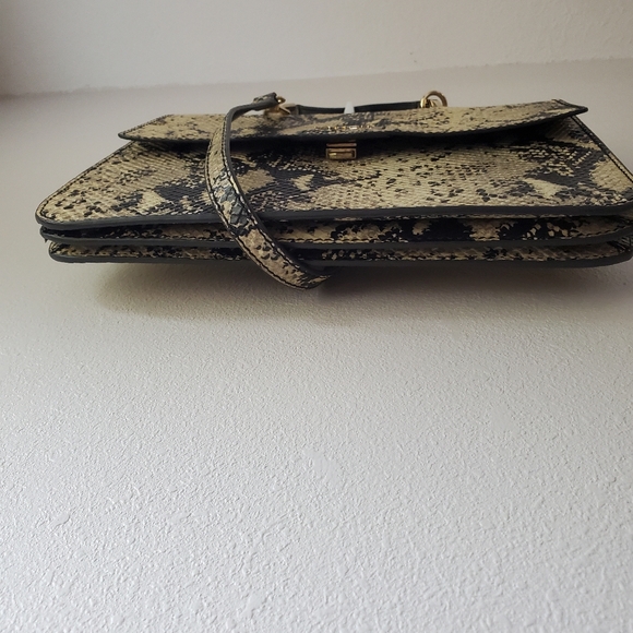 Furla Top Handle Leather Evening Bag Crossbody Purse Snakeskin Print - Picture 4 of 14